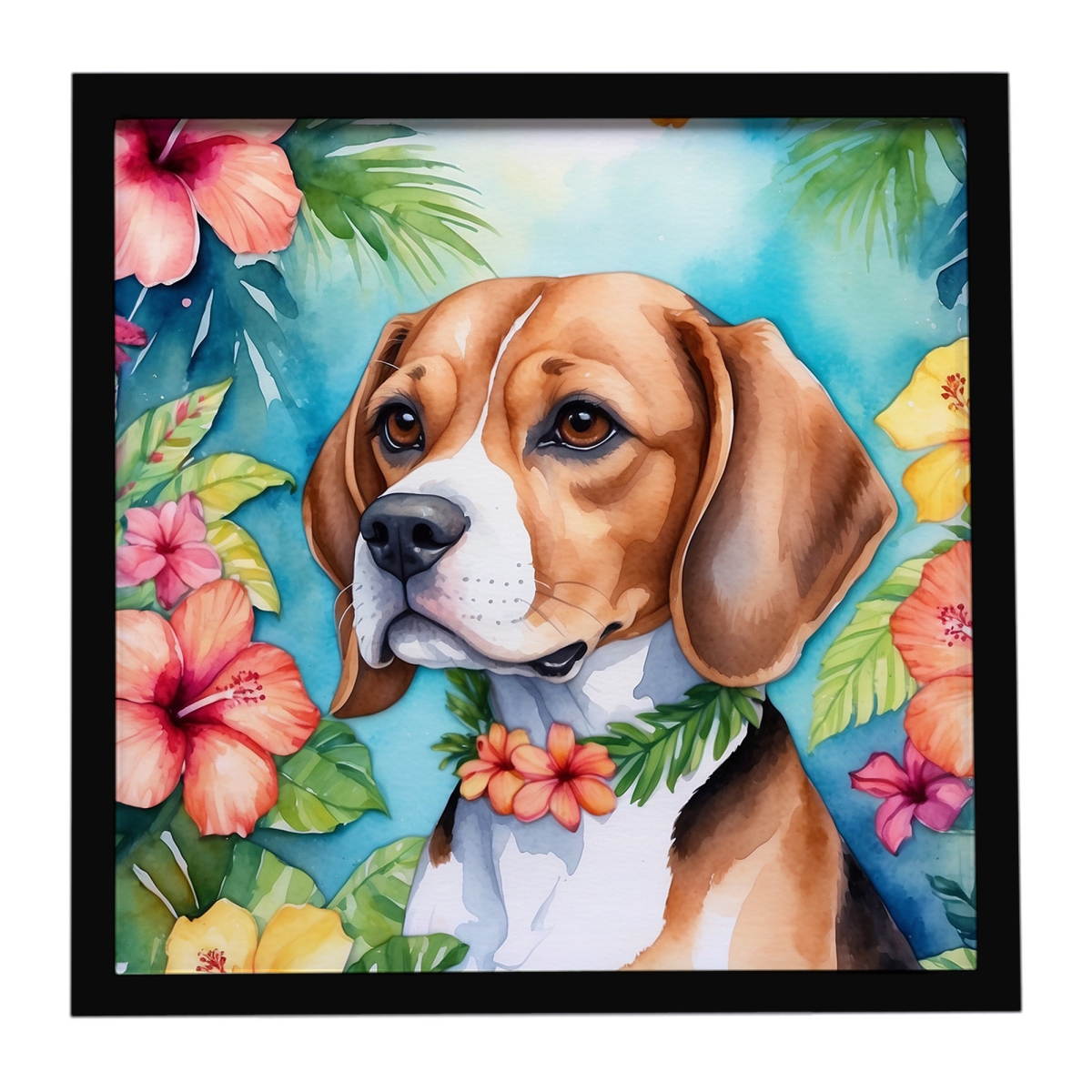 DAC6363MFP88 8 x 8 in. Beagle Luau Framed Metal Print