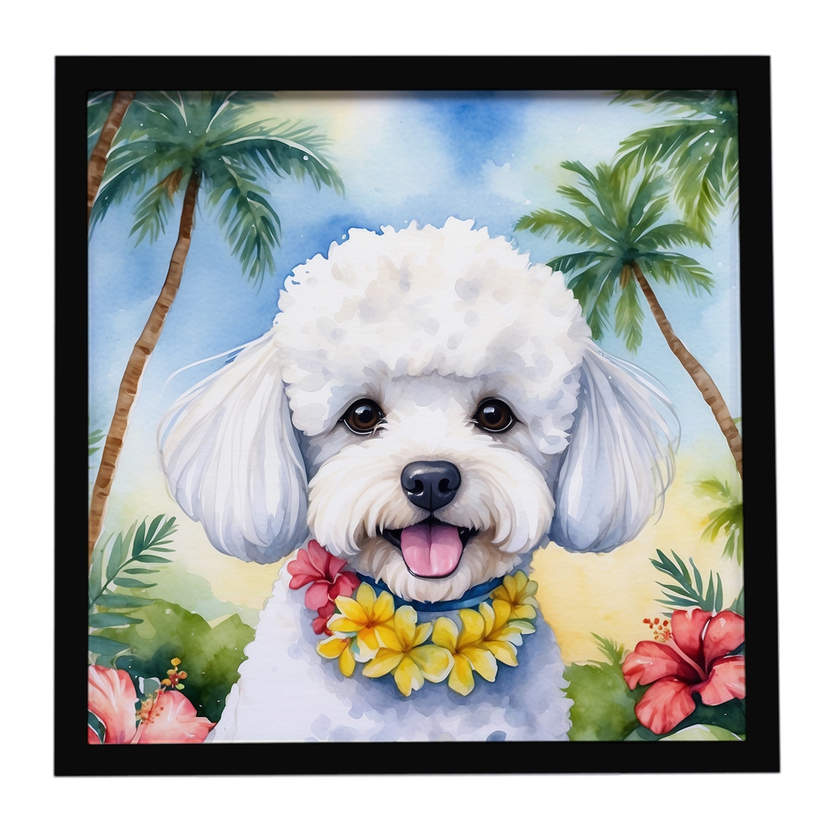 DAC6373MFP88 8 x 8 in. Bichon Frise Luau Framed Metal Print