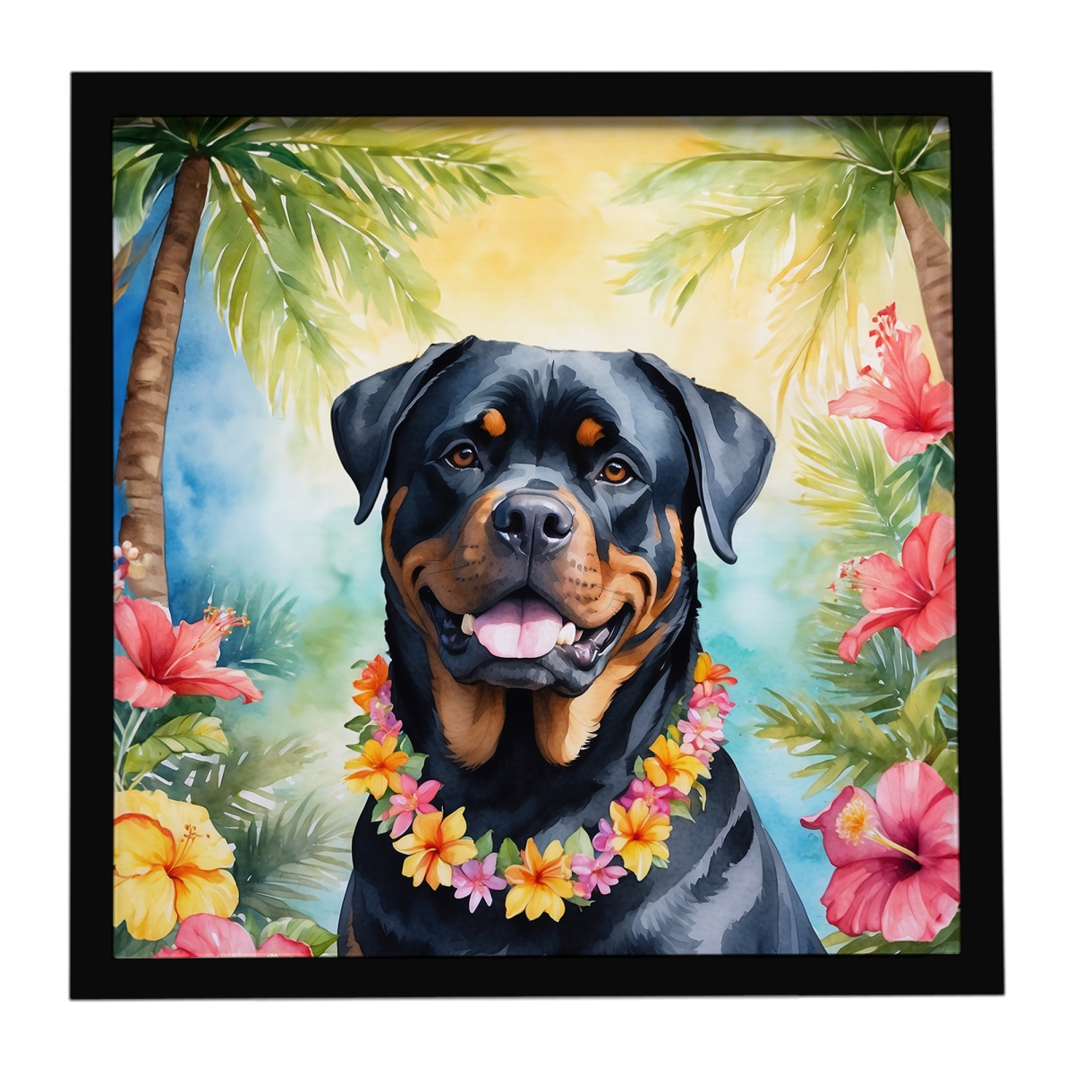 DAC6508MFP88 8 x 8 in. Rottweiler Luau Framed Metal Print