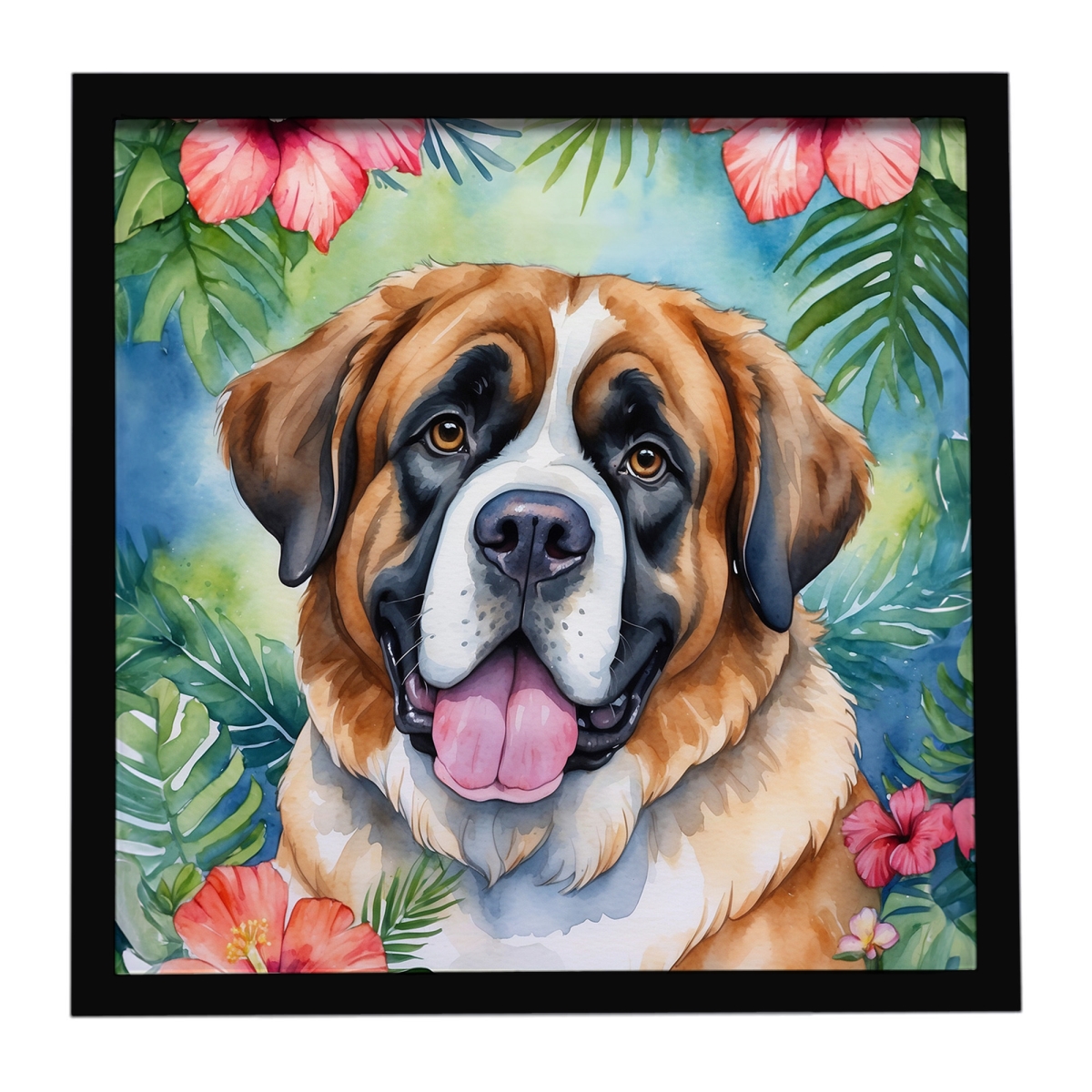 DAC6510MFP88 8 x 8 in. Saint Bernard Luau Framed Metal Print