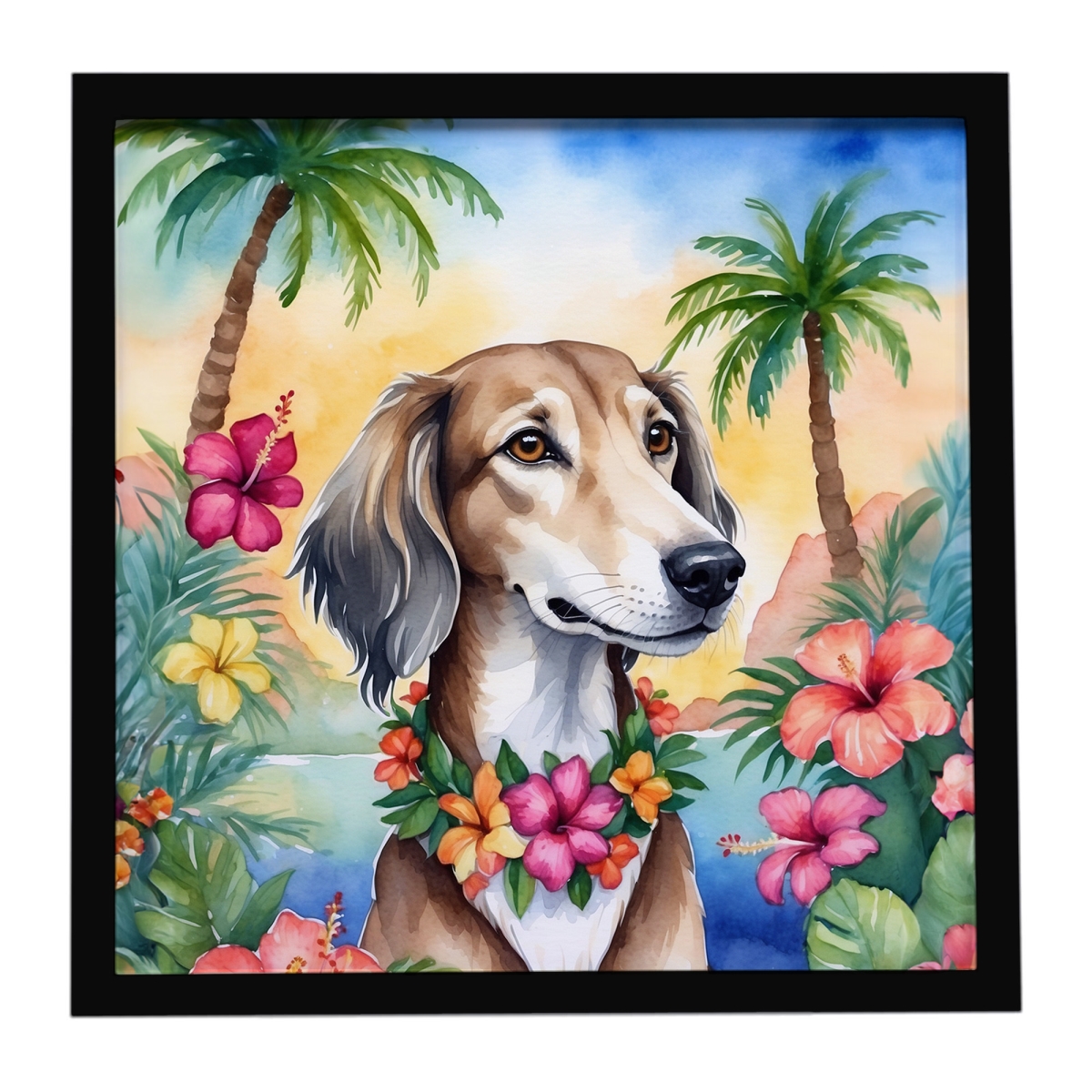 DAC6511MFP88 8 x 8 in. Saluki Luau Framed Metal Print