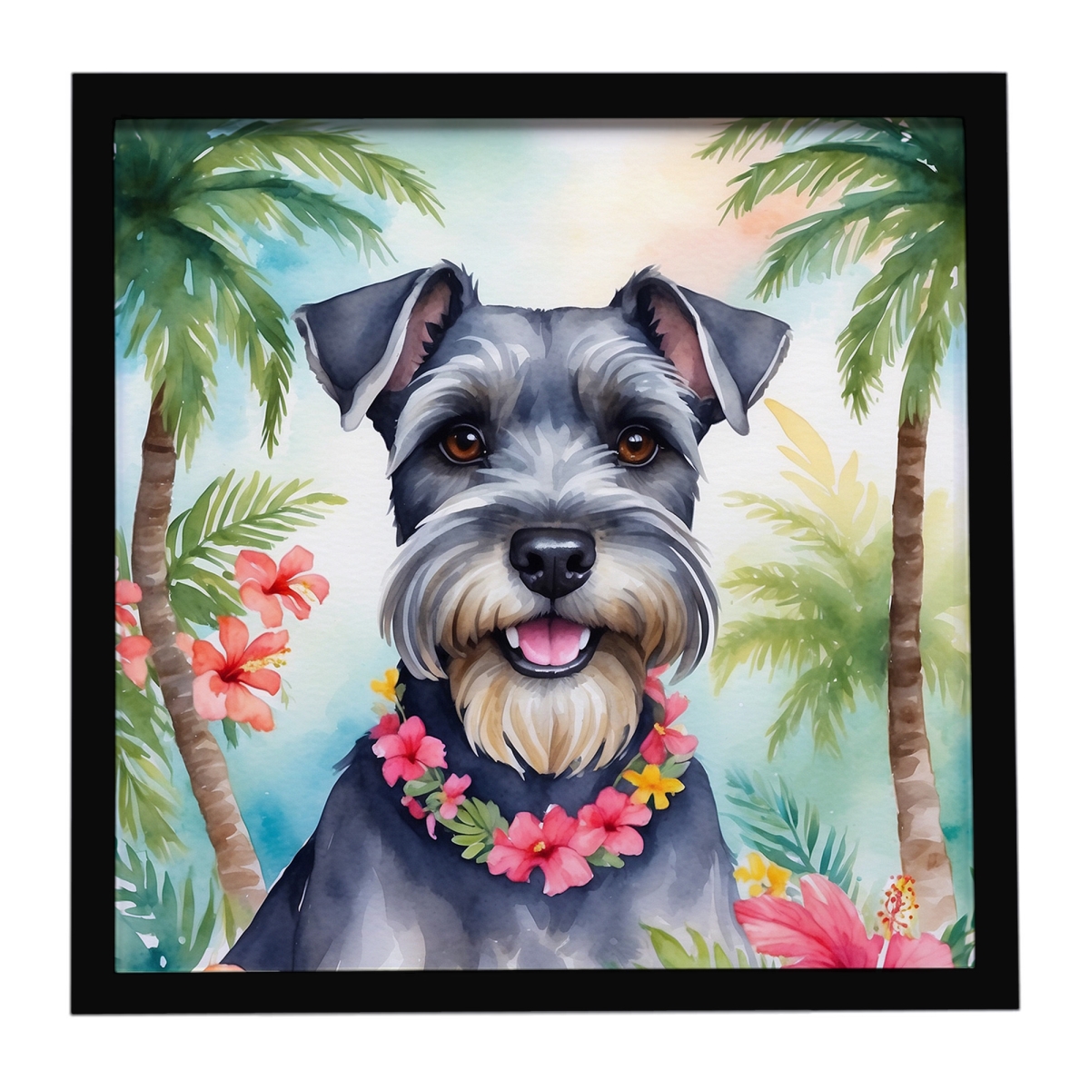 DAC6514MFP88 8 x 8 in. Schnauzer Luau Framed Metal Print