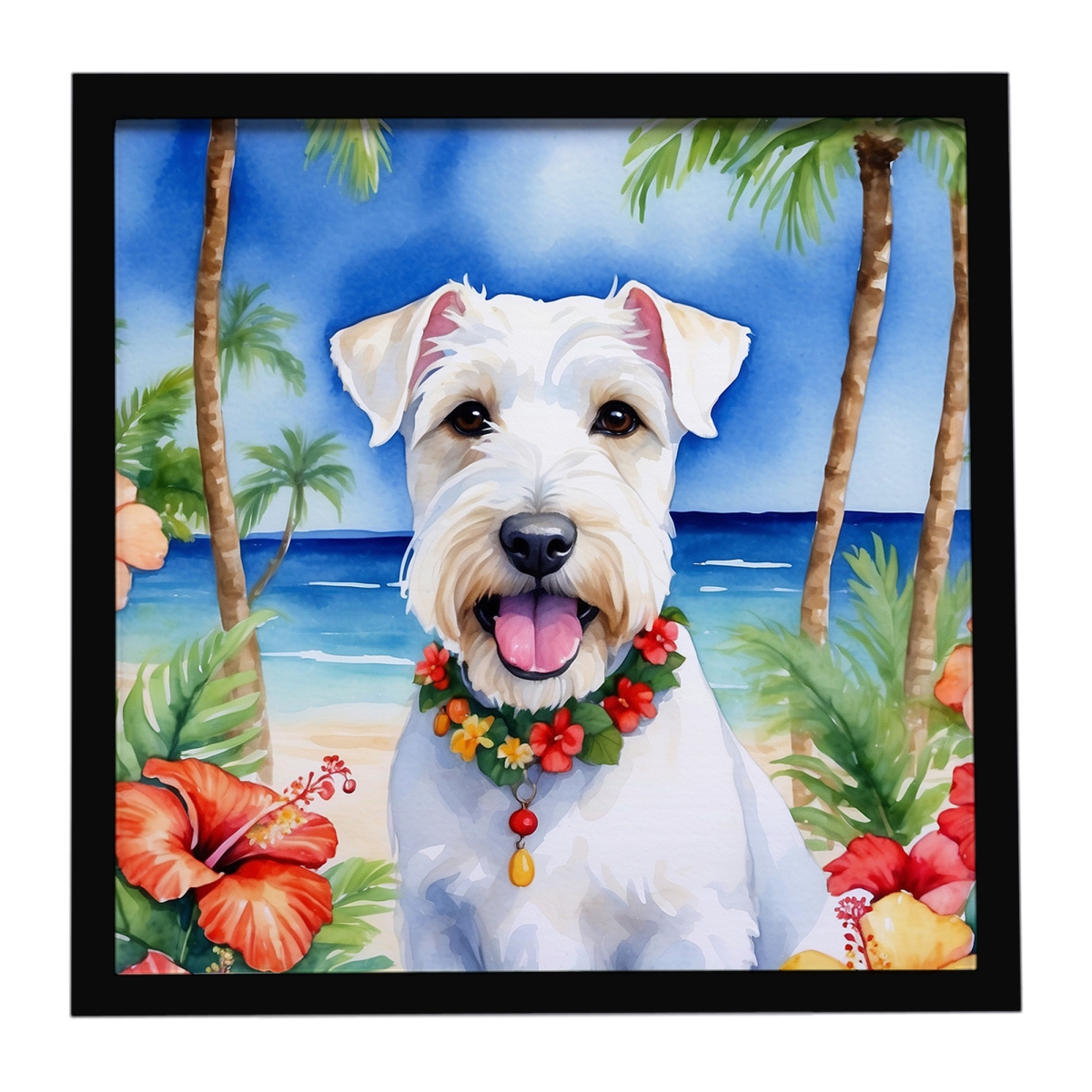 DAC6517MFP88 8 x 8 in. Sealyham Terrier Luau Framed Metal Print