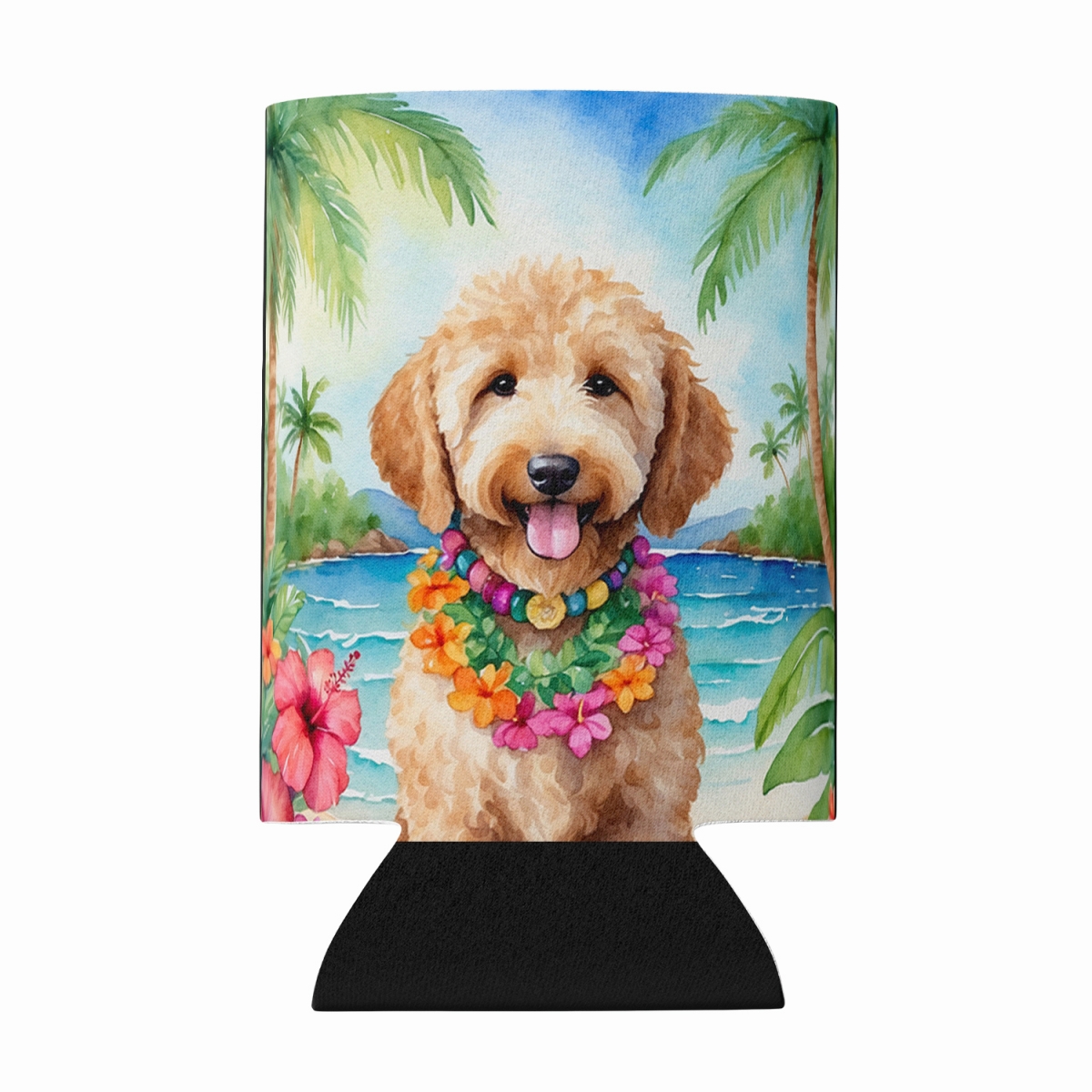 DAC6443CC 5 x 3 in. Goldendoodle Luau Can or Bottle Hugger