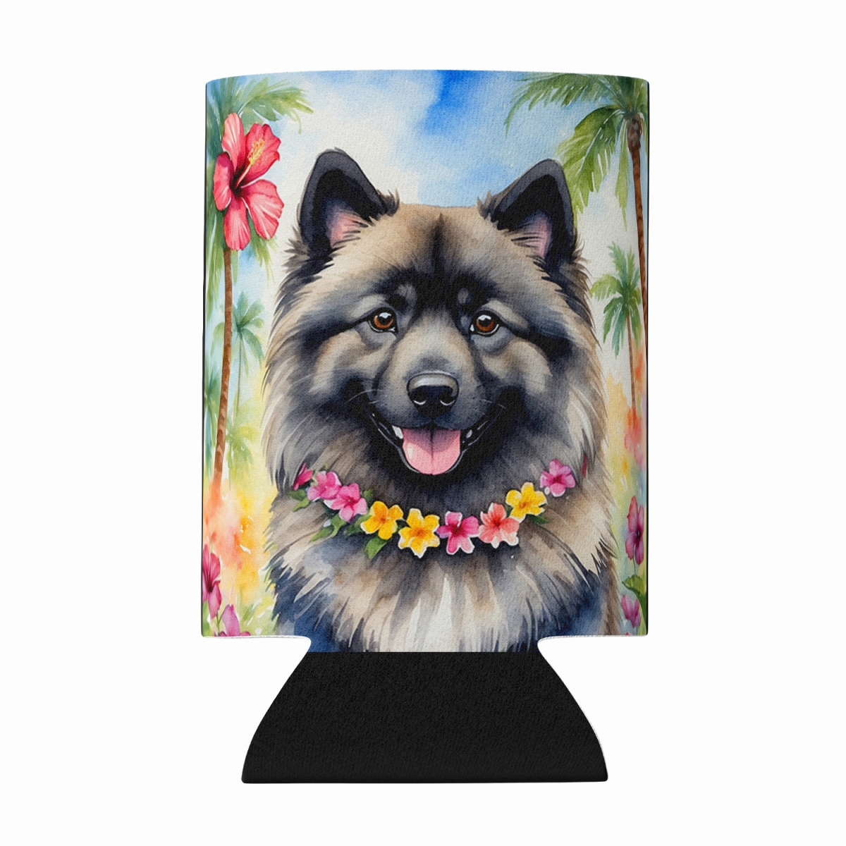 DAC6458CC 5 x 3 in. Keeshond Luau Can or Bottle Hugger