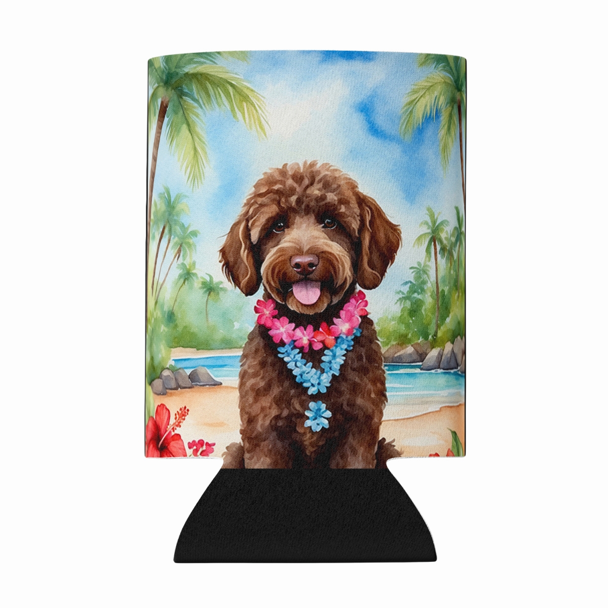 DAC6462CC 5 x 3 in. Labradoodle Luau Can or Bottle Hugger