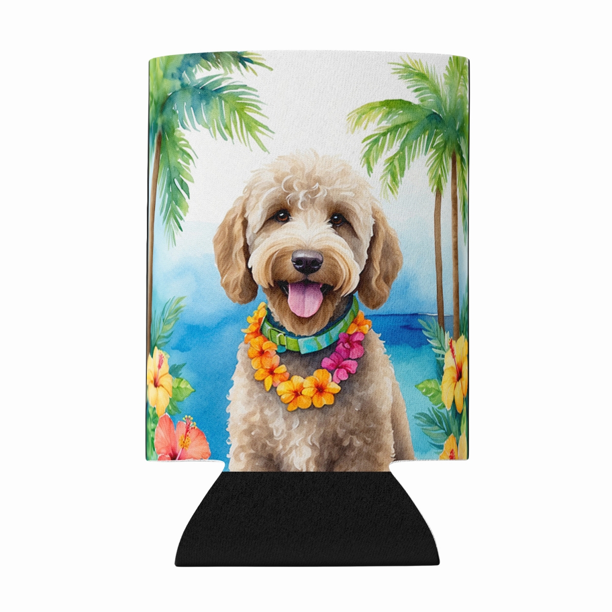 DAC6463CC 5 x 3 in. Labradoodle Luau Can or Bottle Hugger