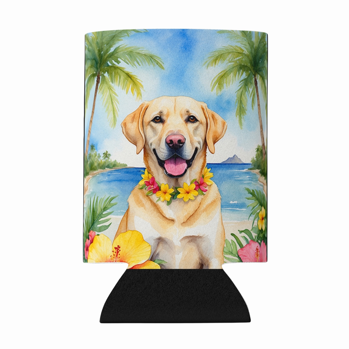 DAC6465CC 5 x 3 in. Yellow Labrador Retriever Luau Can or Bottle Hugger