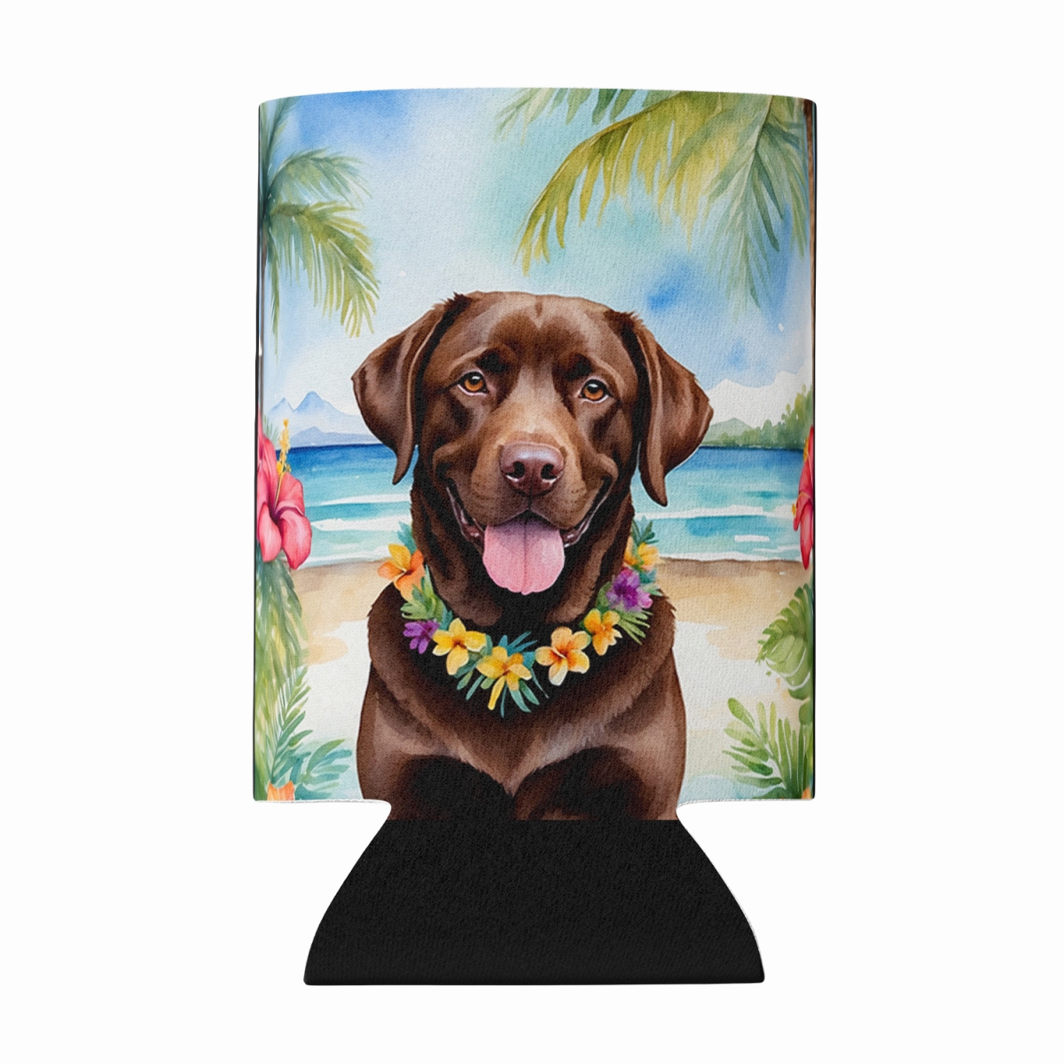 DAC6466CC 5 x 3 in. Chocolate Labrador Retriever Luau Can or Bottle Hugger
