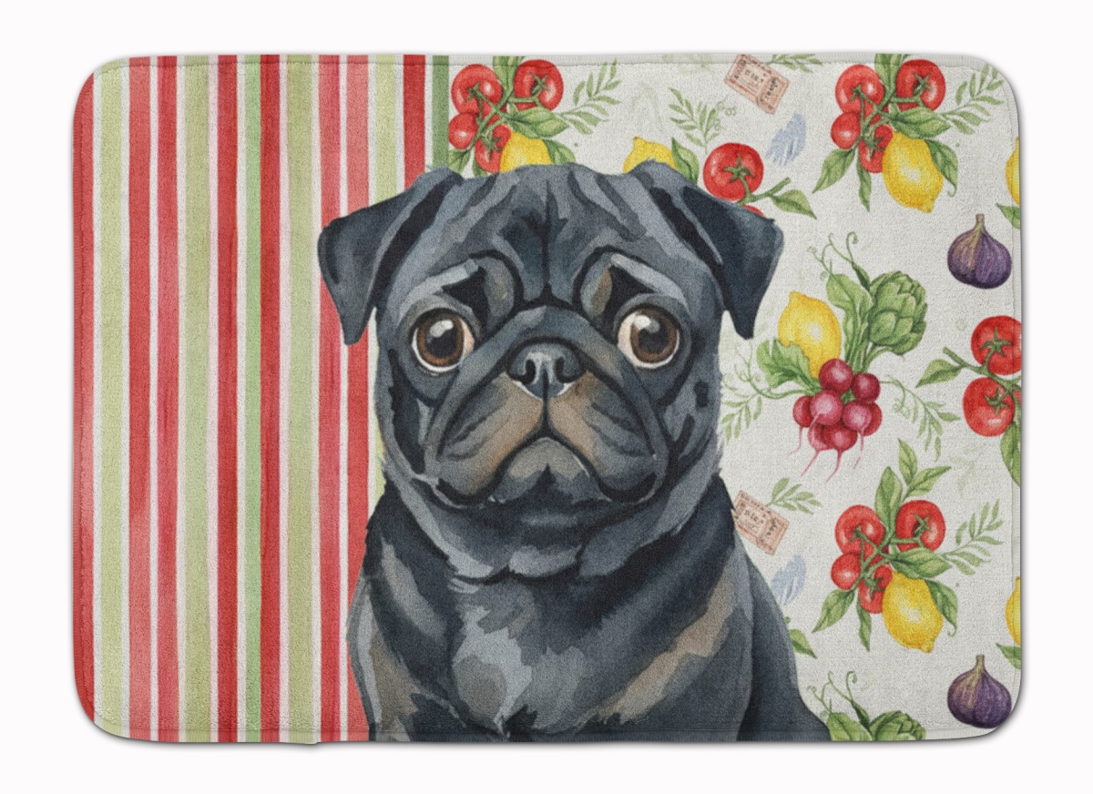WDK8381RUG 19 x 27 in. Black Pug Vegetables Memory Foam Kitchen Mat