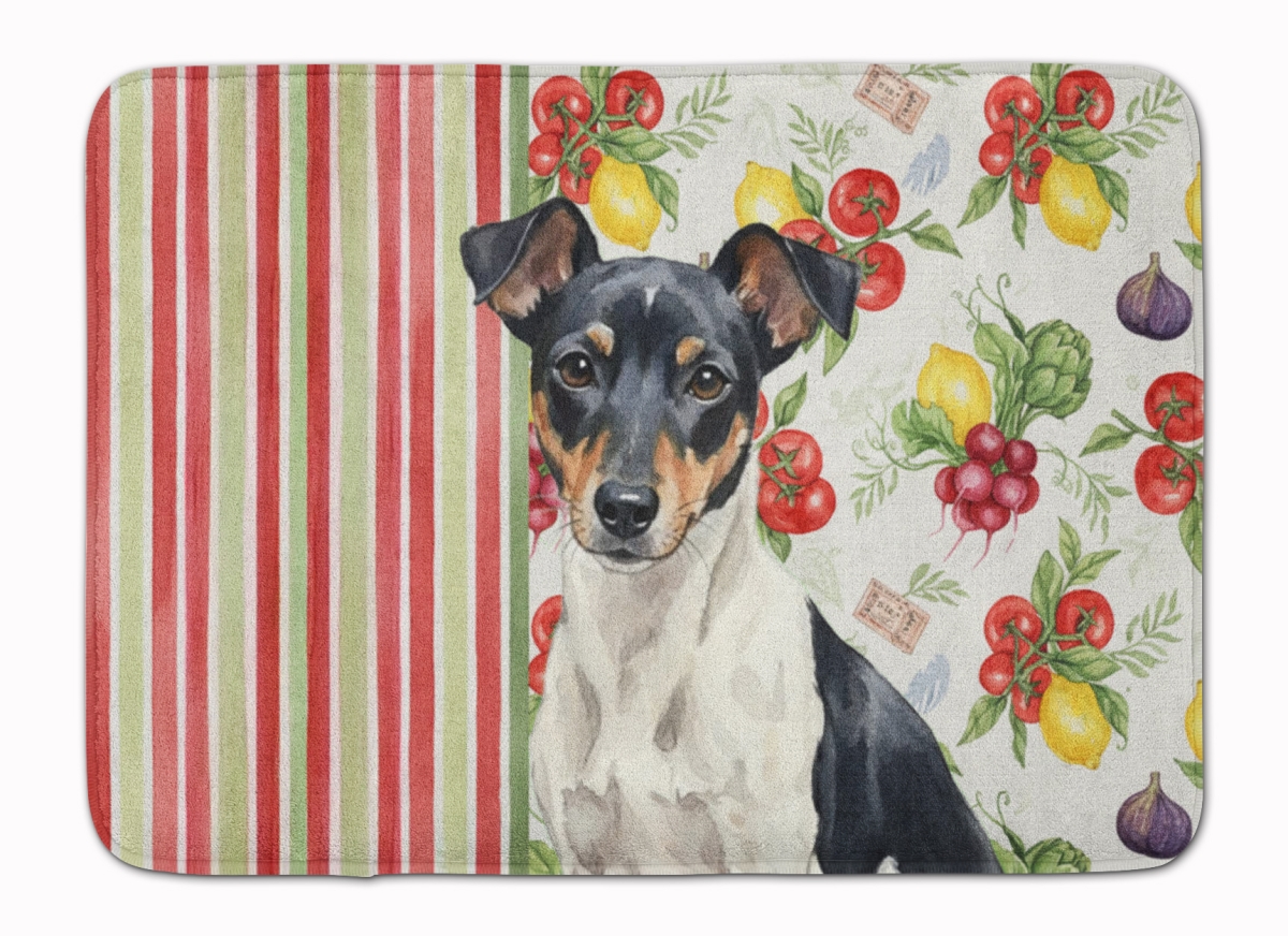 WDK8383RUG 19 x 27 in. Black & White Rat Terrier Vegetables Memory Foam Kitchen Mat