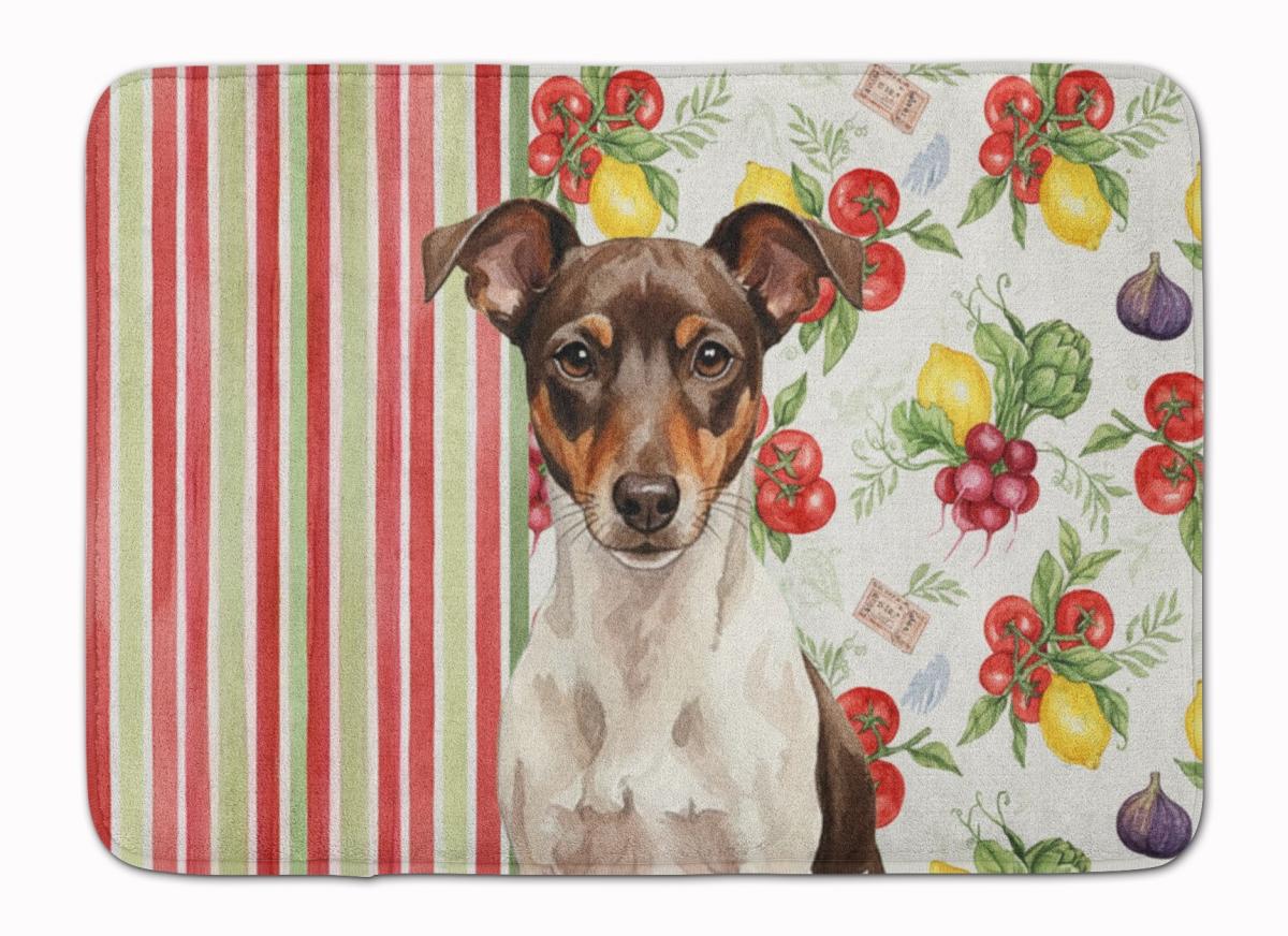 WDK8384RUG 19 x 27 in. Chocolate & White Rat Terrier Vegetables Memory Foam Kitchen Mat