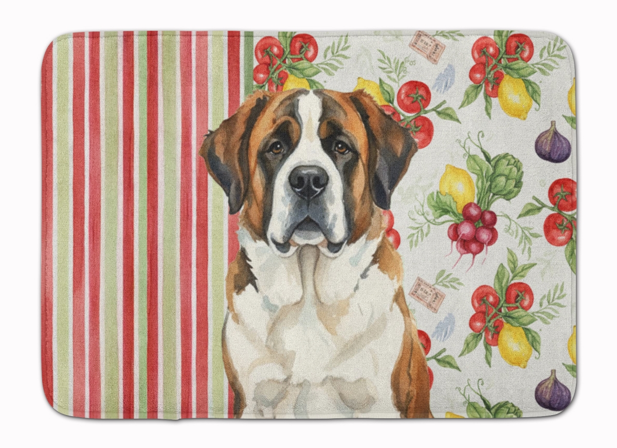 WDK8392RUG 19 x 27 in. Brindle & White Saint Bernard Vegetables Memory Foam Kitchen Mat