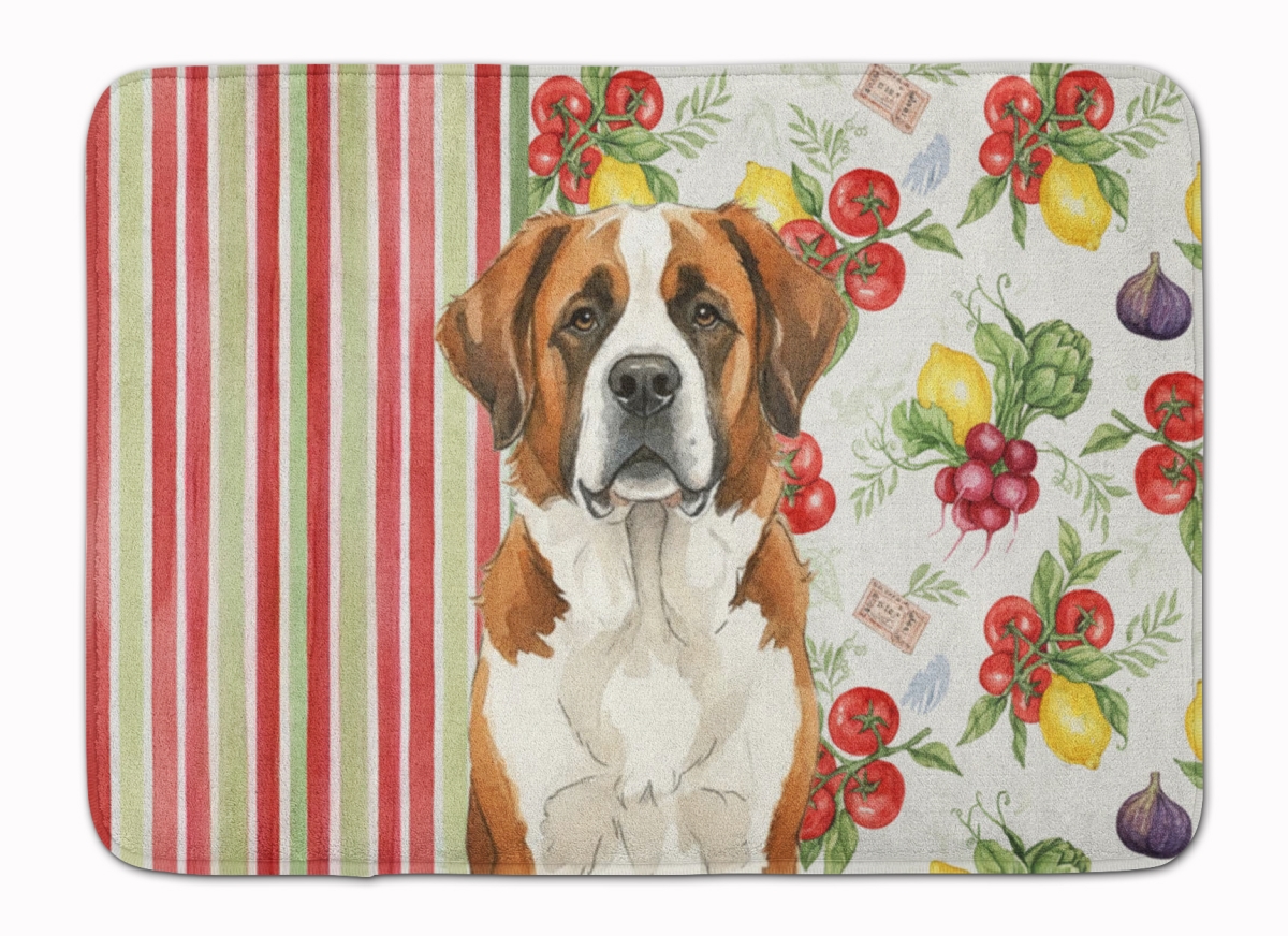 WDK8393RUG 19 x 27 in. Brown & White Saint Bernard Vegetables Memory Foam Kitchen Mat