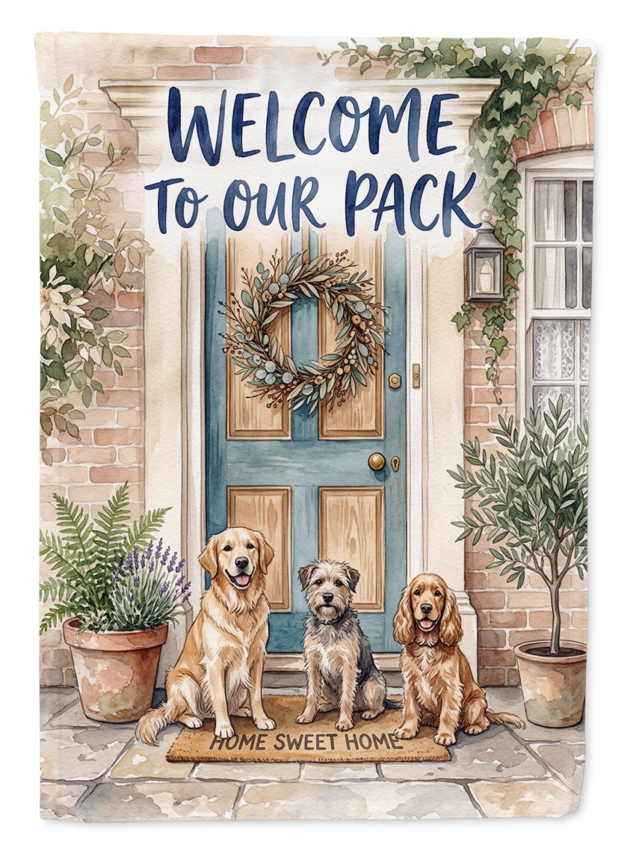 FNT1467CHF 40 x 28 in. Dog Pack Welcome House Flag