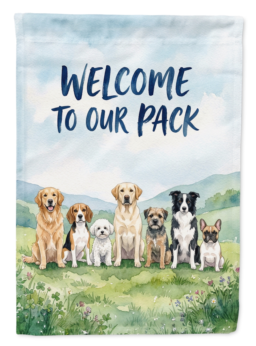 FNT1468CHF 40 x 28 in. Dog Pack Welcome House Flag