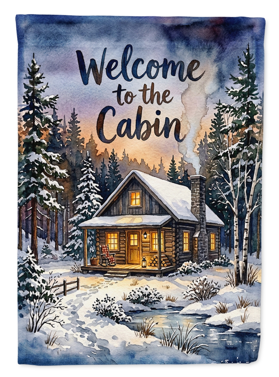 FNT1475CHF 40 x 28 in. Snowy Cabin Welcome House Flag