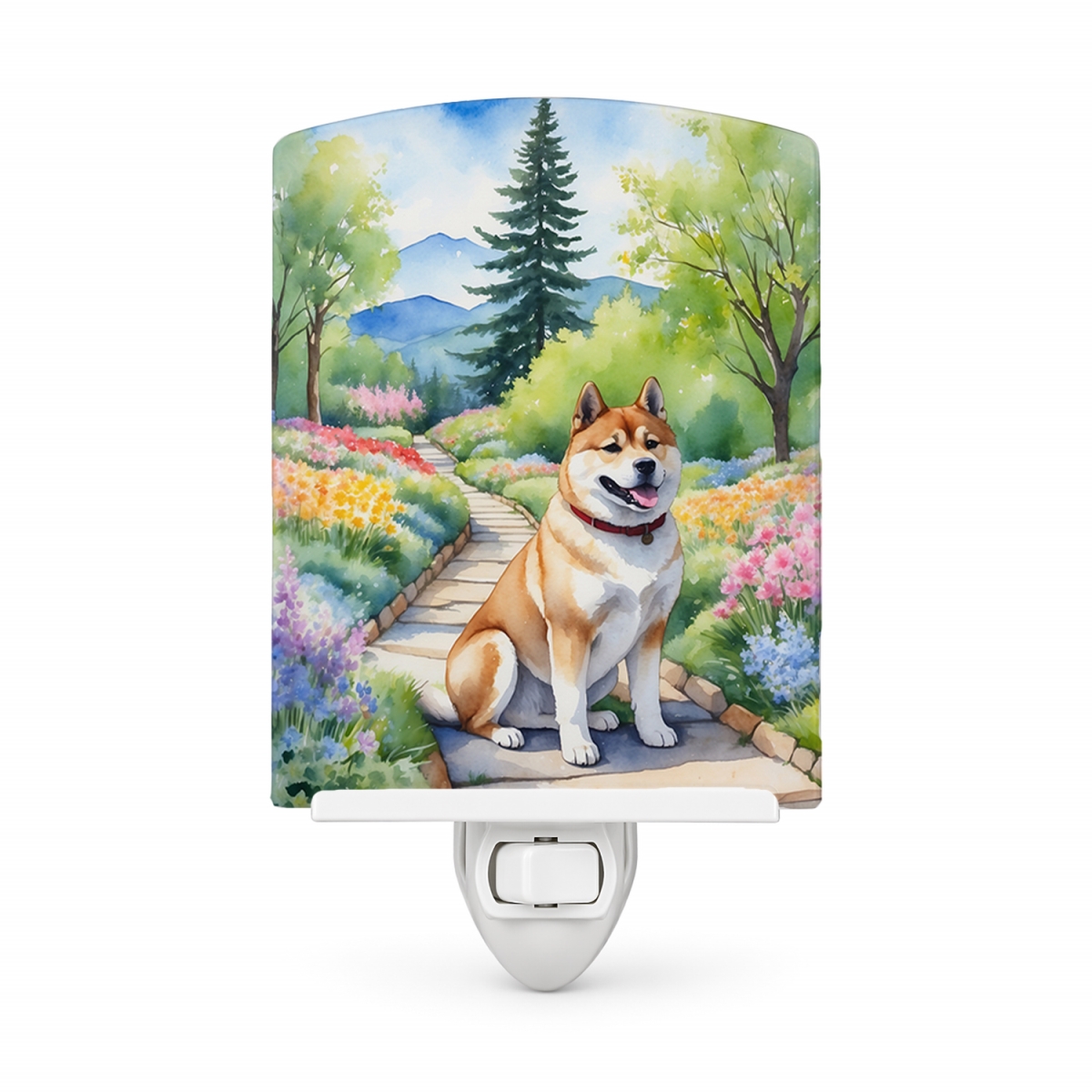 DAC6544CNL 6 x 4 in. Akita Spring Garden Ceramic Night Light
