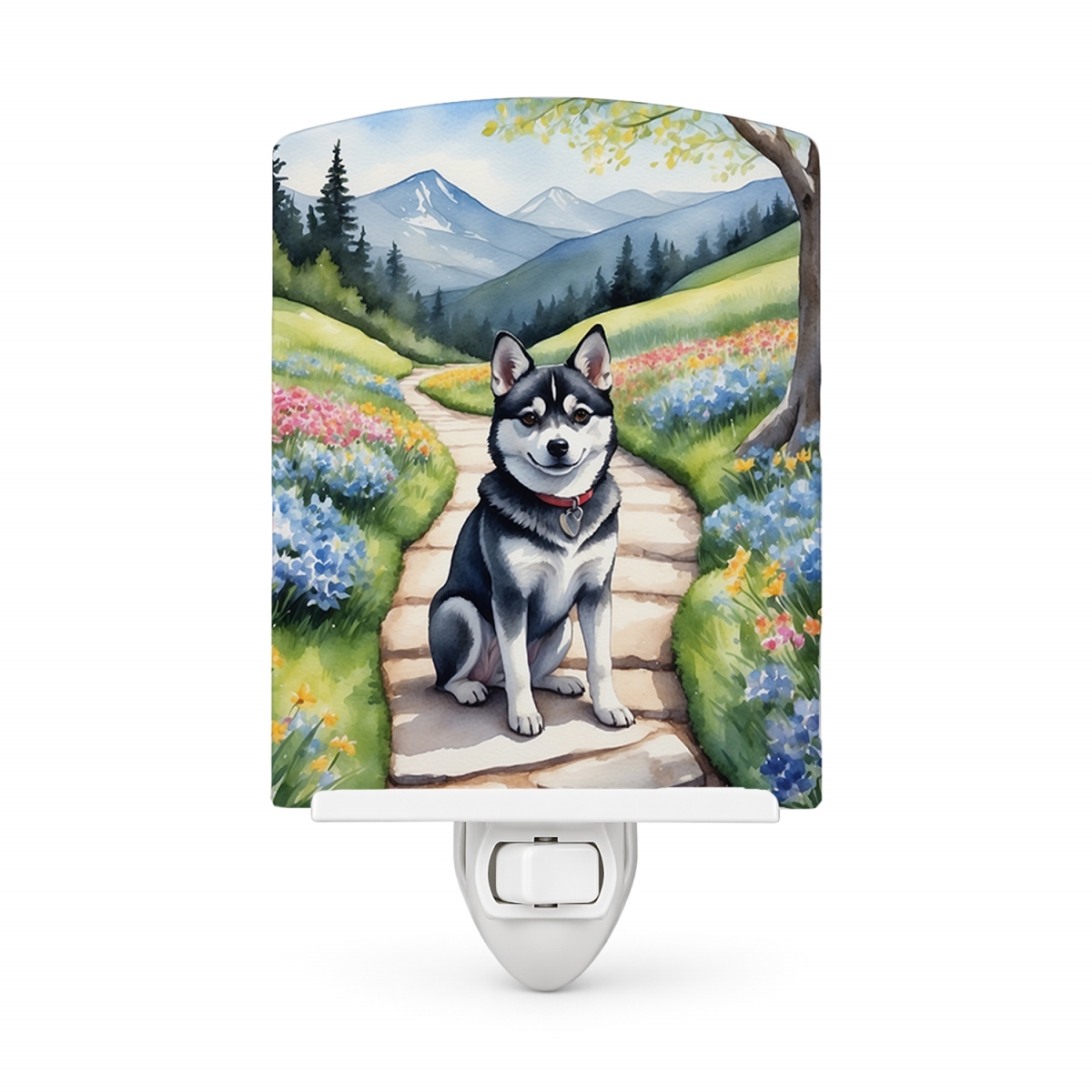 DAC6545CNL 6 x 4 in. Alaskan Klee Kai Spring Garden Ceramic Night Light