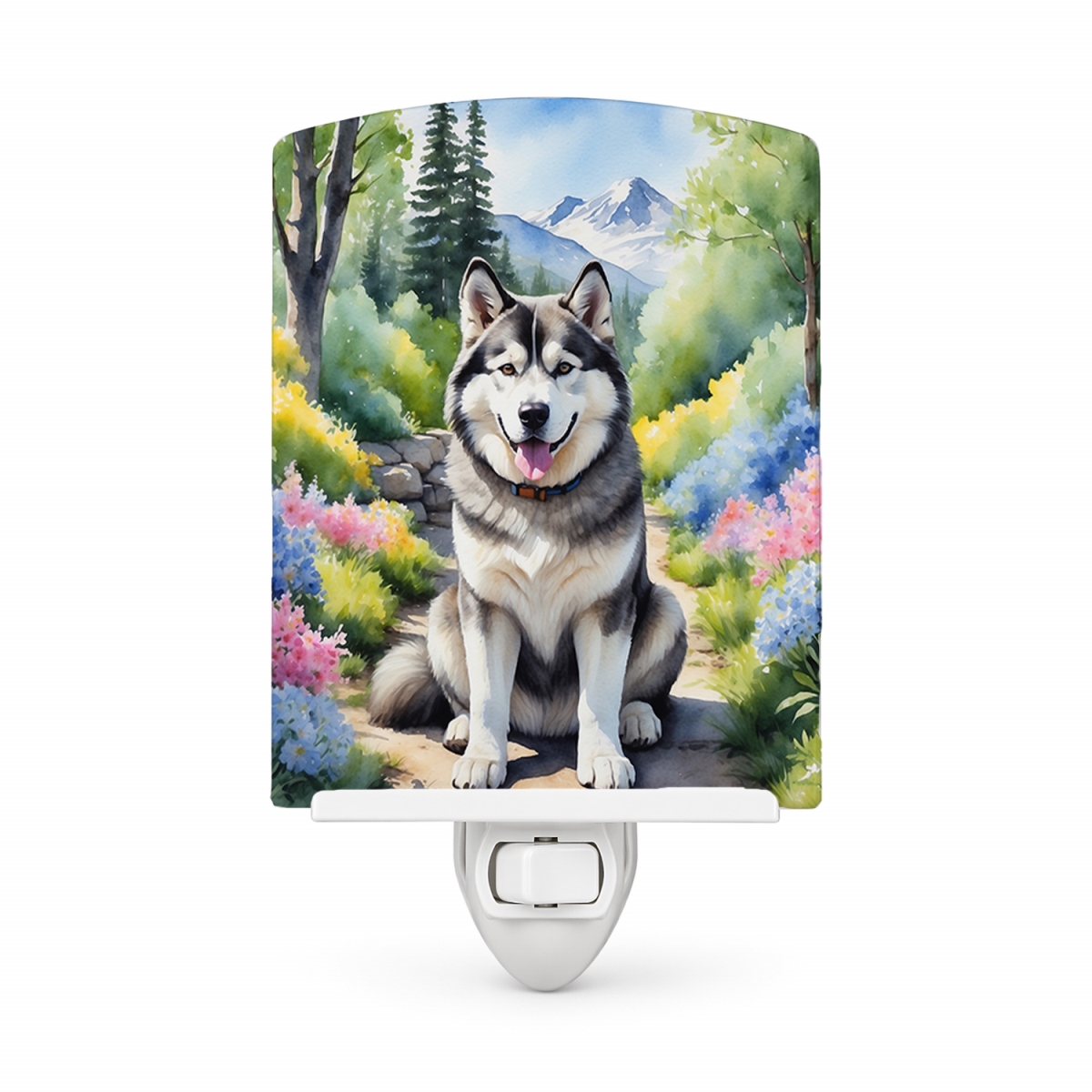 DAC6546CNL 6 x 4 in. Alaskan Malamute Spring Garden Ceramic Night Light