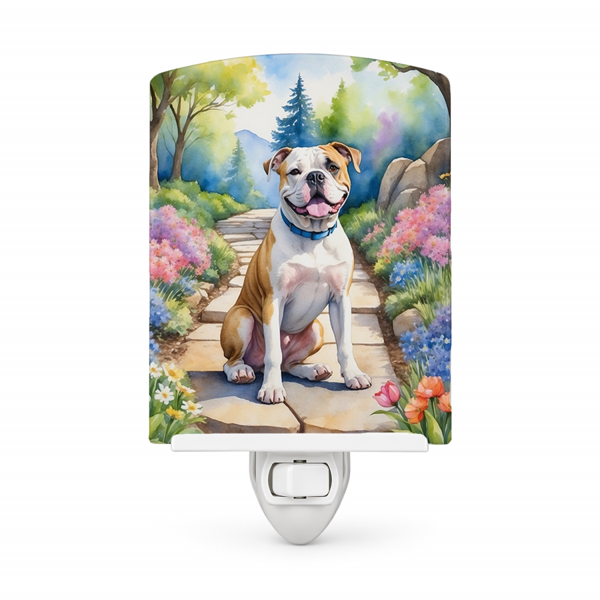 DAC6547CNL 6 x 4 in. American Bulldog Spring Garden Ceramic Night Light