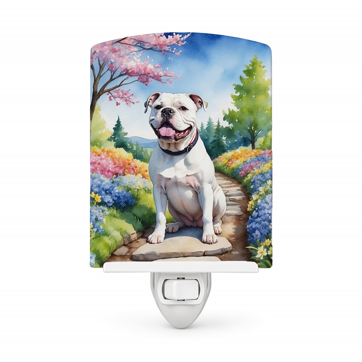 DAC6548CNL 6 x 4 in. American Bulldog Spring Garden Ceramic Night Light