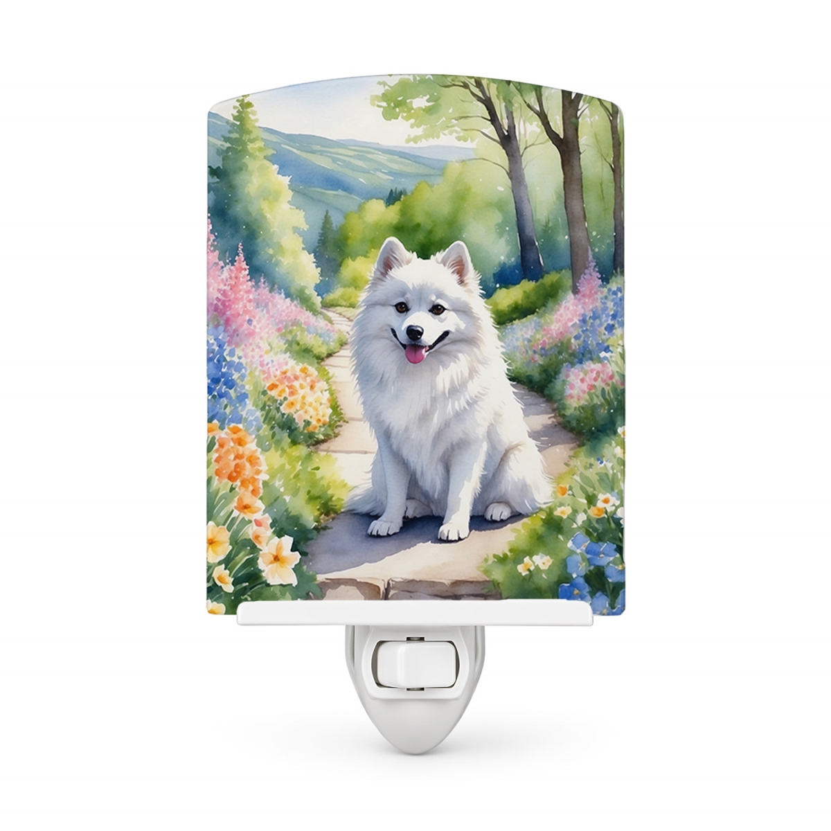 DAC6550CNL 6 x 4 in. American Eskimo Spring Garden Ceramic Night Light