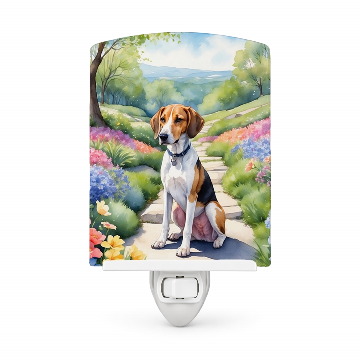 DAC6551CNL 6 x 4 in. American Foxhound Spring Garden Ceramic Night Light