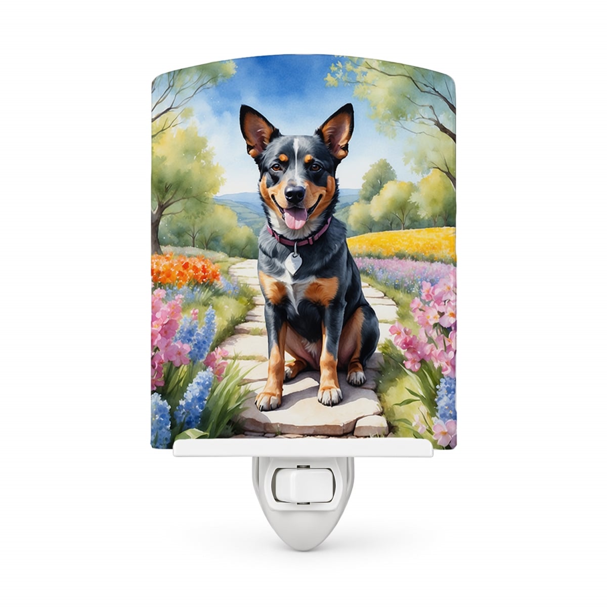 DAC6555CNL 6 x 4 in. Australian Cattle Dog Spring Garden Ceramic Night Light