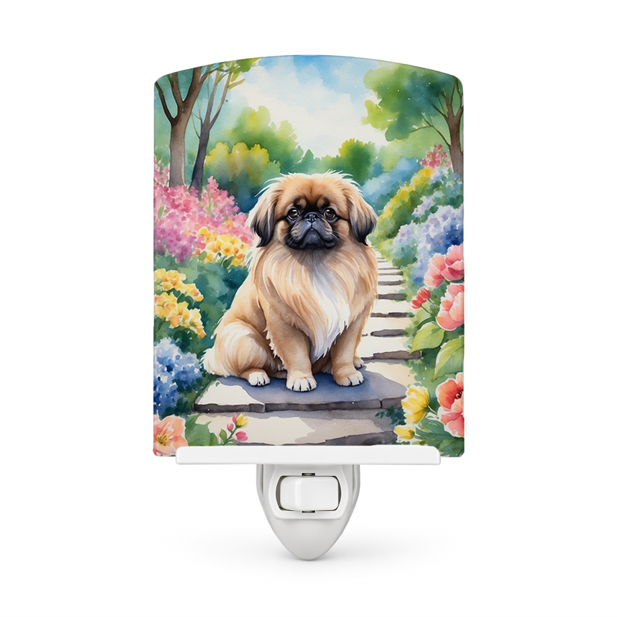 DAC6685CNL 6 x 4 in. Pekingese Spring Path Ceramic Night Light