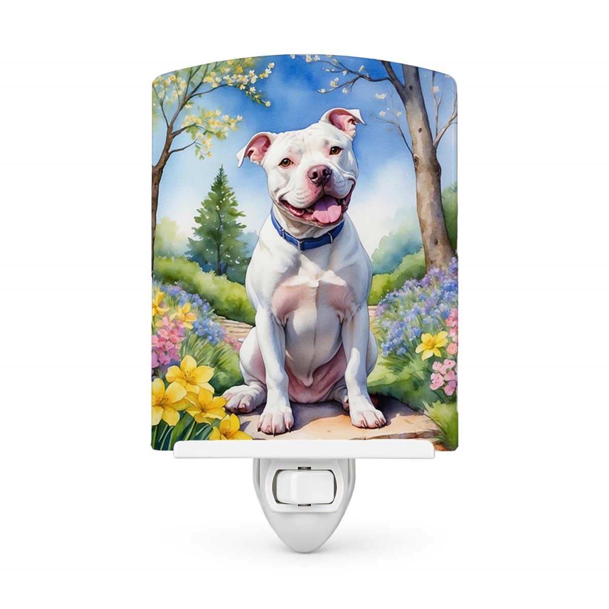 DAC6687CNL 6 x 4 in. Pit Bull Terrier Spring Path Ceramic Night Light