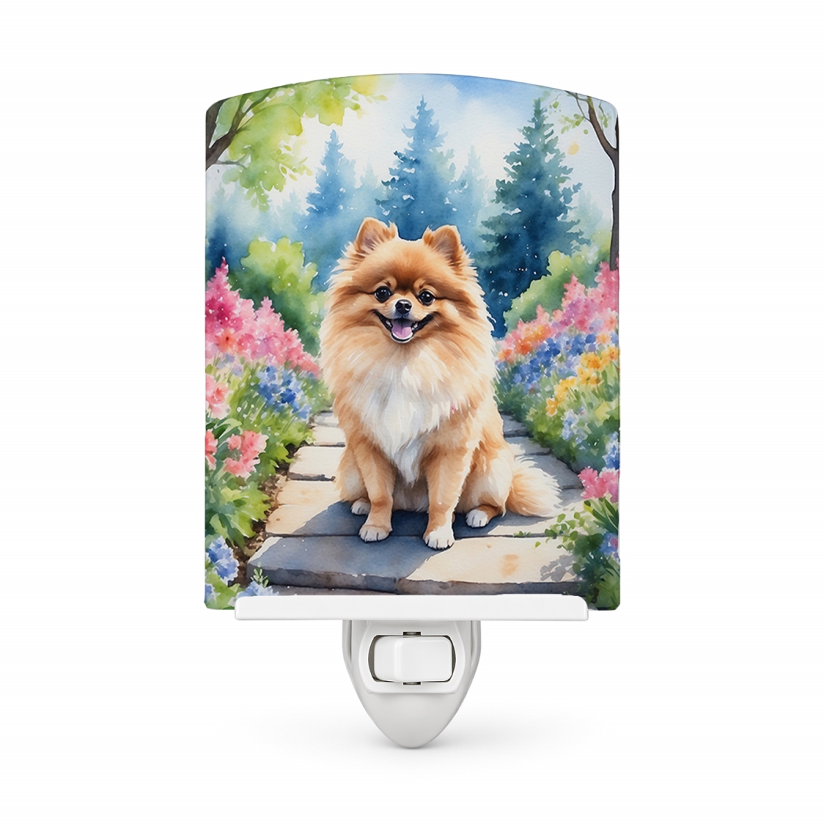 DAC6690CNL 6 x 4 in. Pomeranian Spring Path Ceramic Night Light