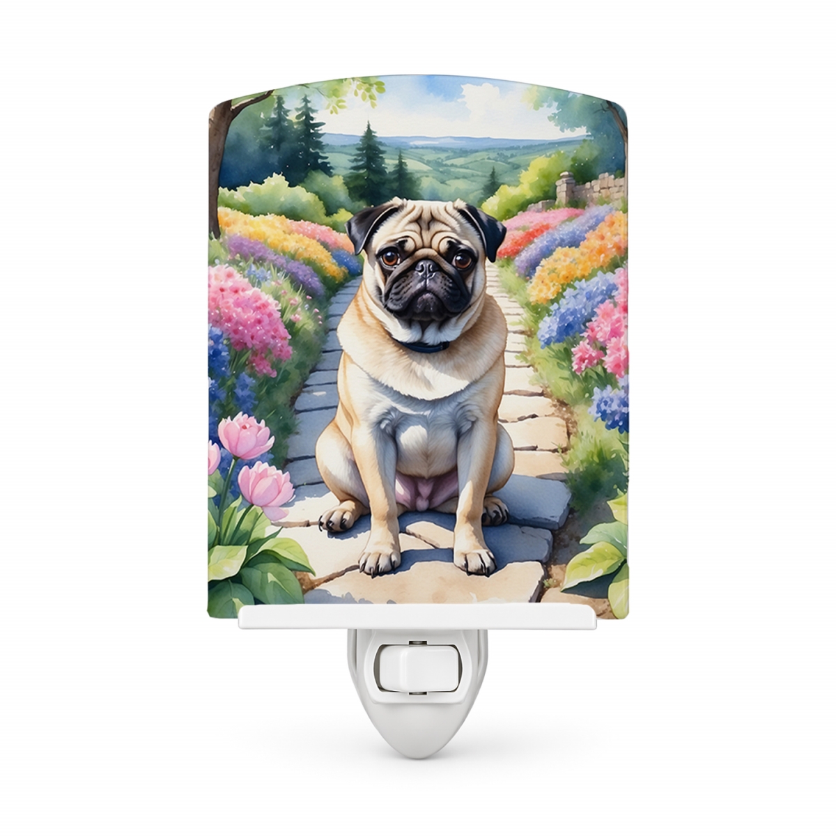 DAC6699CNL 6 x 4 in. Pug Spring Path Ceramic Night Light