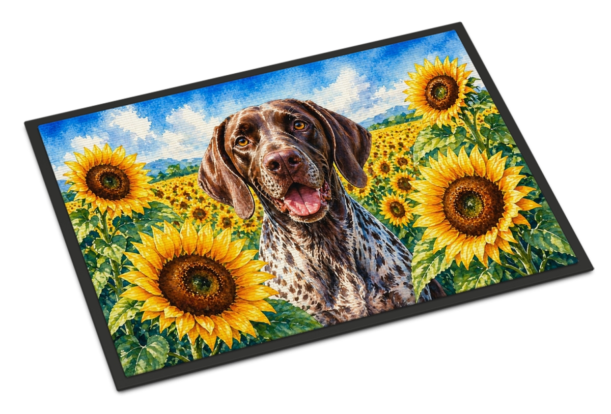 DAC6085MAT 18 x 27 in. German Shorthaired Pointer in Sunflowers Doormat