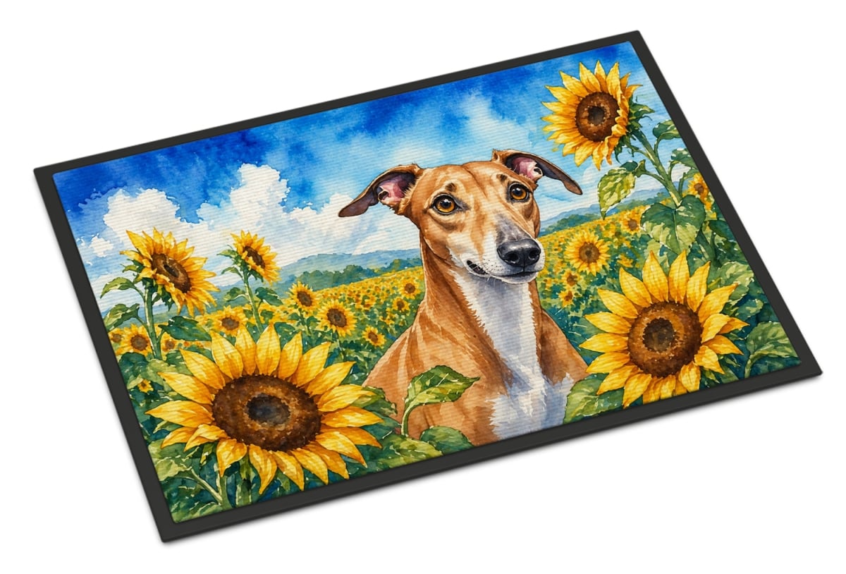 DAC6095MAT 18 x 27 in. Greyhound in Sunflowers Doormat