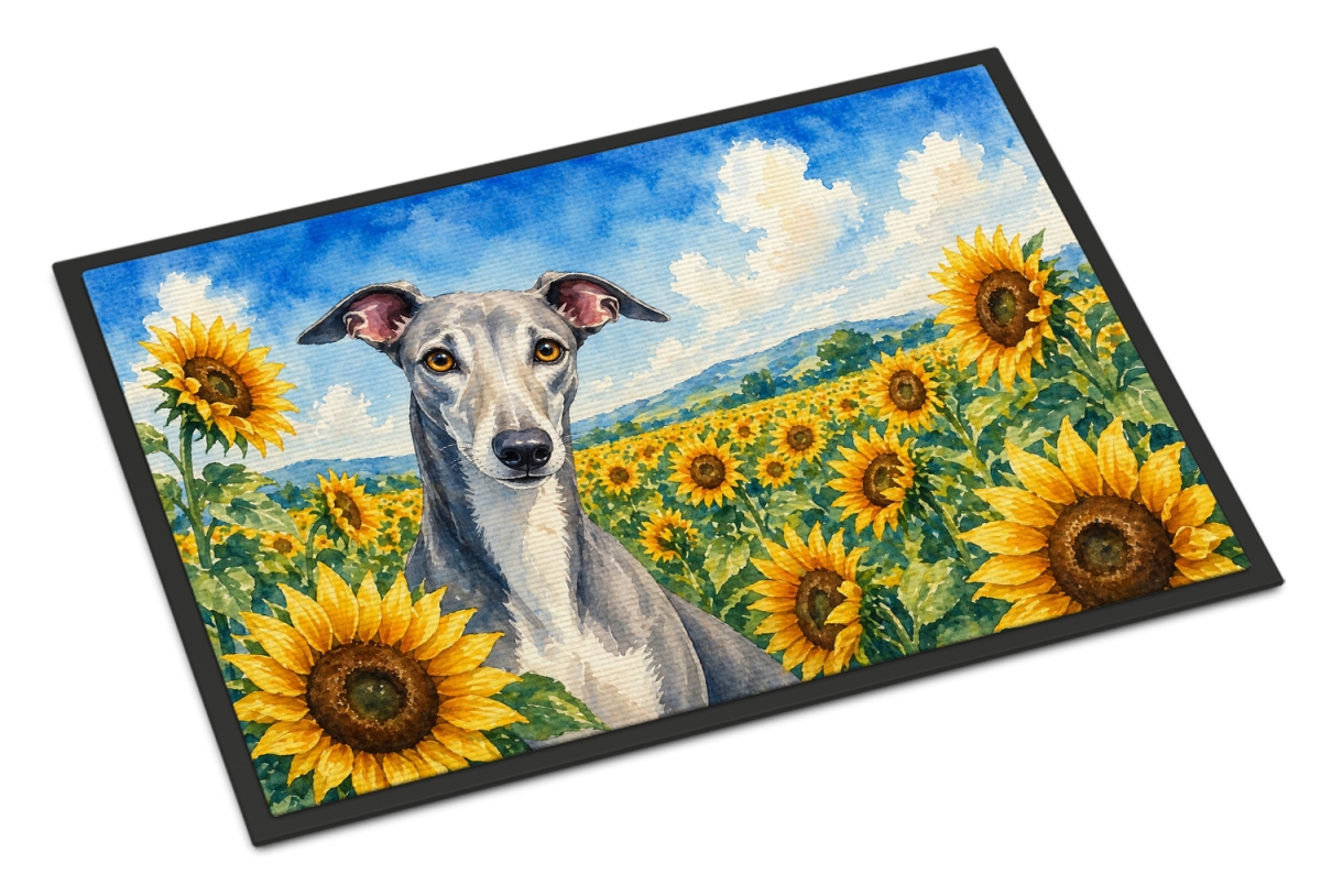 DAC6096MAT 18 x 27 in. Greyhound in Sunflowers Doormat