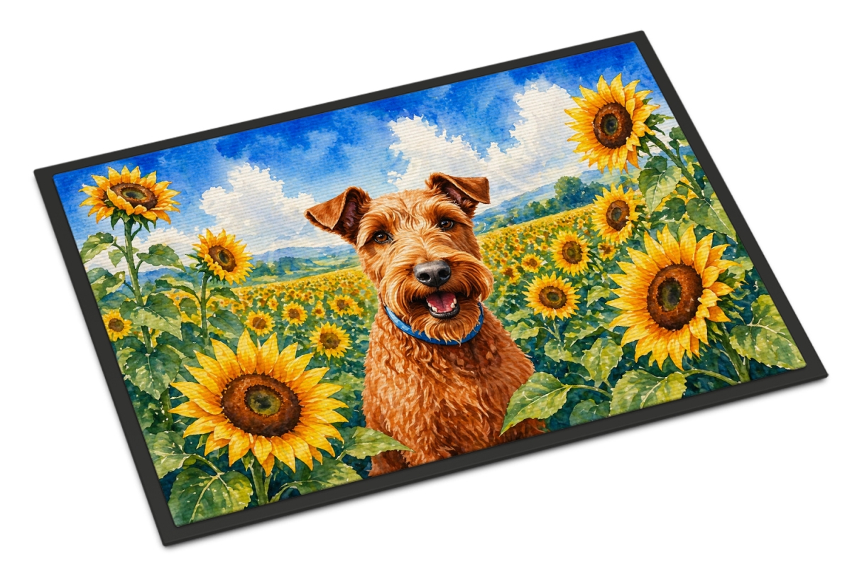 DAC6099MAT 18 x 27 in. Irish Terrier in Sunflowers Doormat