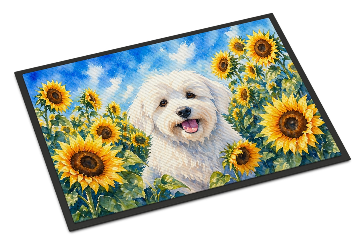 DAC6063JMAT 24 x 36 in. Coton De Tulear in Sunflowers Doormat