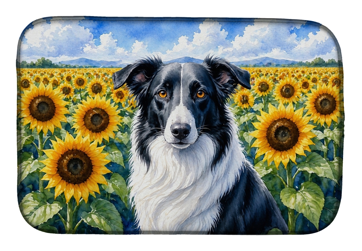 DAC6034DDM 21 x 14 in. Borzoi in Sunflowers Dish Drying Mat