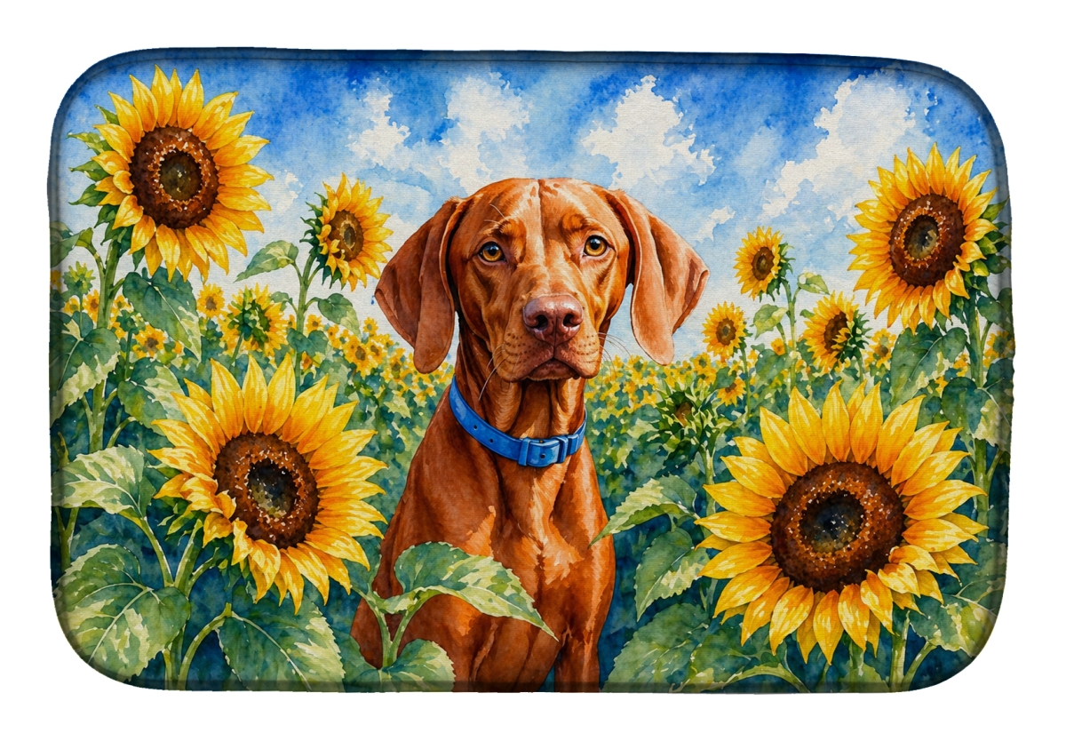 DAC6169DDM 21 x 14 in. Vizsla in Sunflowers Dish Drying Mat