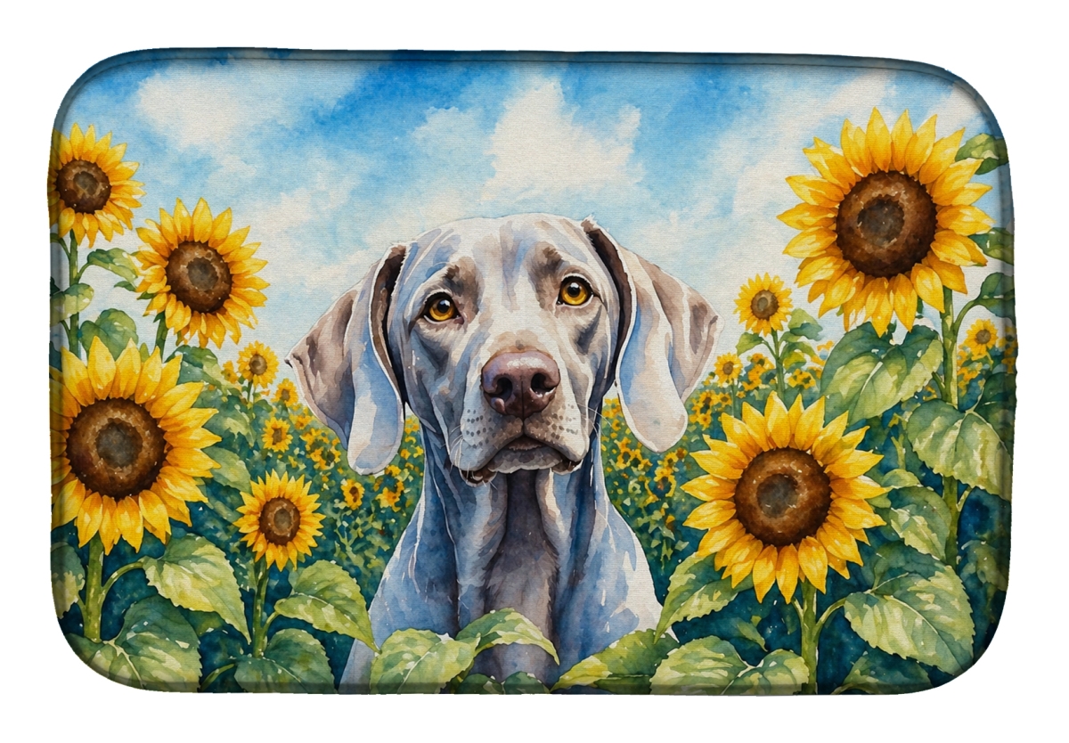 DAC6170DDM 21 x 14 in. Weimaraner in Sunflowers Dish Drying Mat