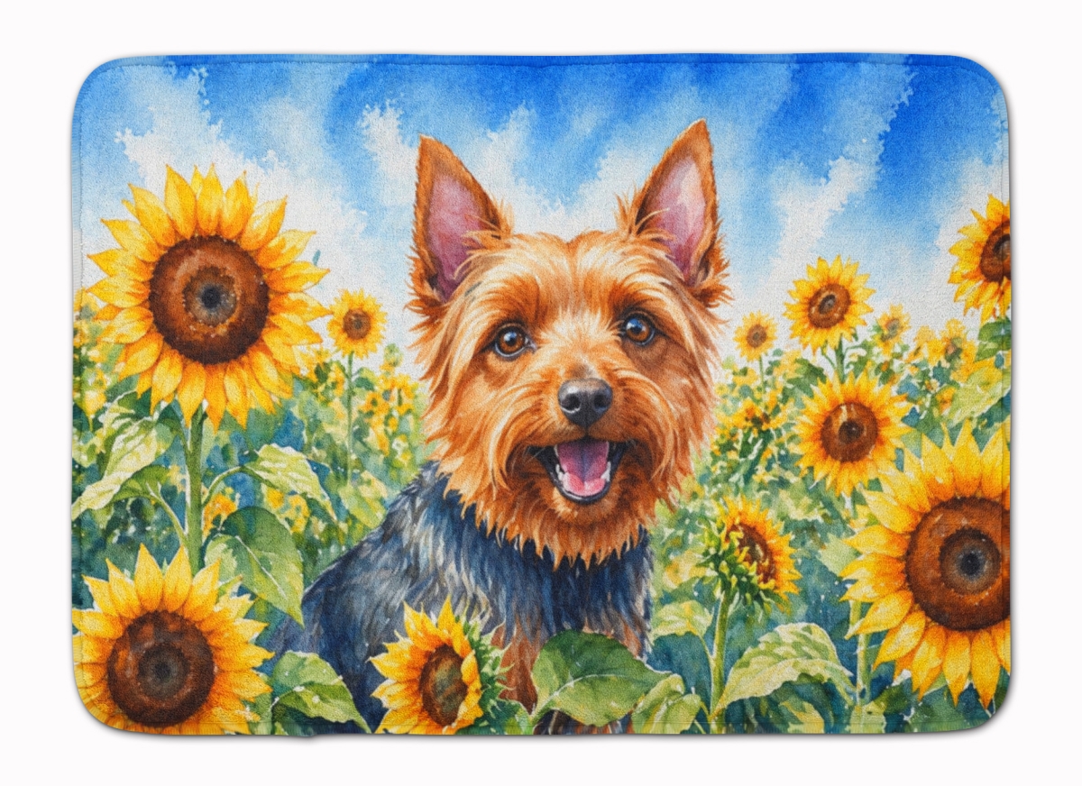 DAC6015RUG 19 x 27 in. Australian Terrier in Sunflowers Memory Foam Kitchen Mat