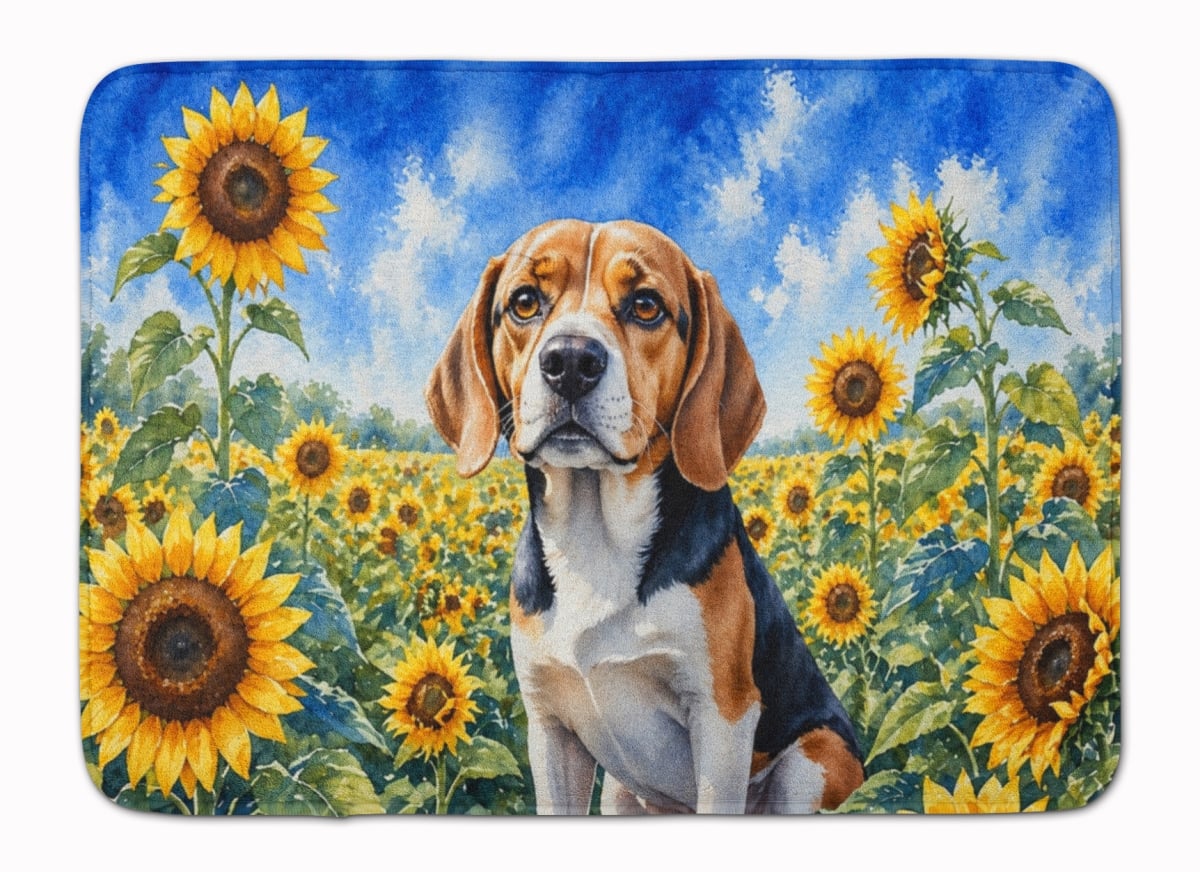 DAC6019RUG 19 x 27 in. Beagle in Sunflowers Memory Foam Kitchen Mat