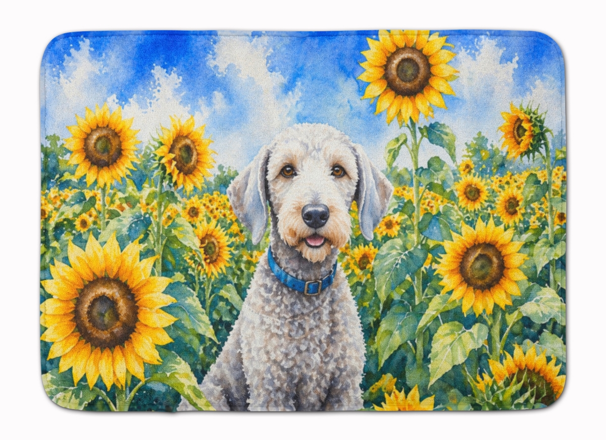 DAC6021RUG 19 x 27 in. Bedlington Terrier in Sunflowers Memory Foam Kitchen Mat