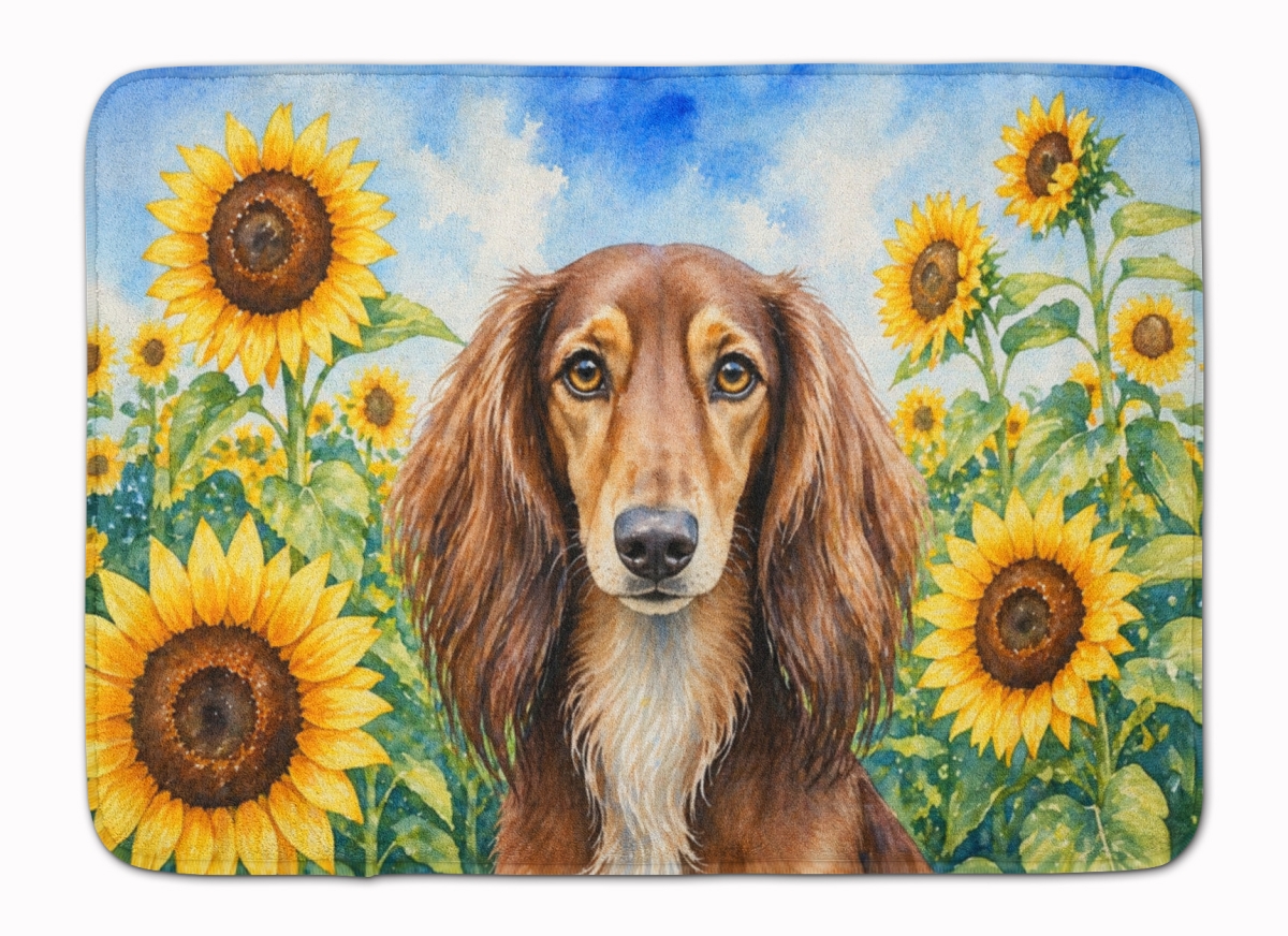 DAC6152RUG 19 x 27 in. Saluki in Sunflowers Memory Foam Kitchen Mat