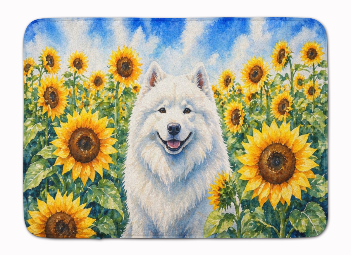 DAC6154RUG 19 x 27 in. Samoyed in Sunflowers Memory Foam Kitchen Mat