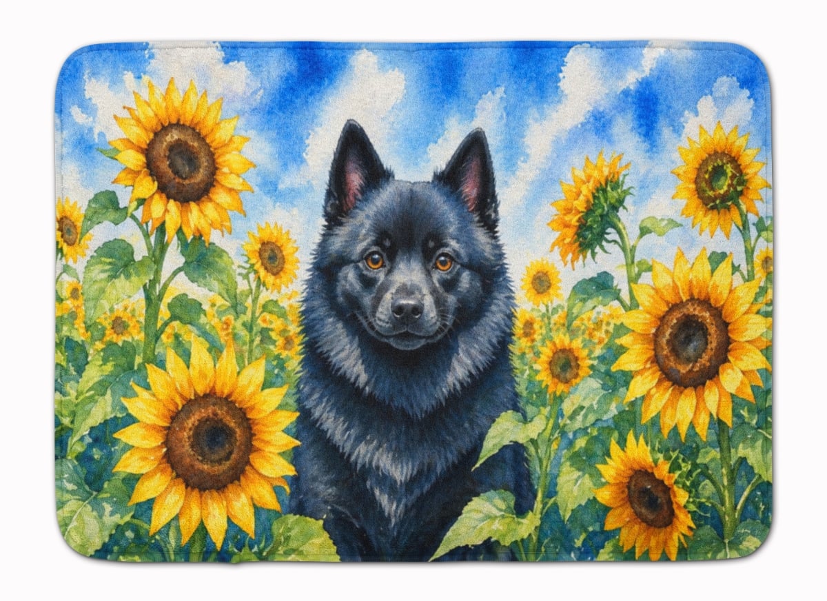 DAC6155RUG 19 x 27 in. Schipperke in Sunflowers Memory Foam Kitchen Mat