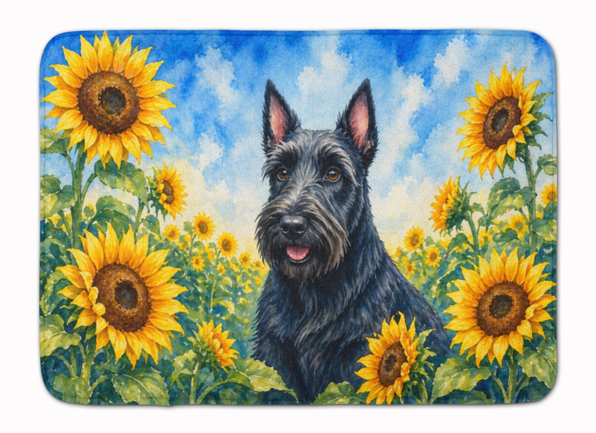 DAC6158RUG 19 x 27 in. Scottish Terrier in Sunflowers Memory Foam Kitchen Mat