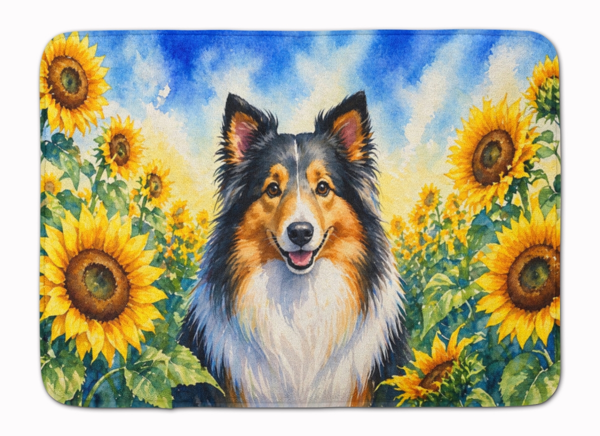DAC6160RUG 19 x 27 in. Sheltie in Sunflowers Memory Foam Kitchen Mat