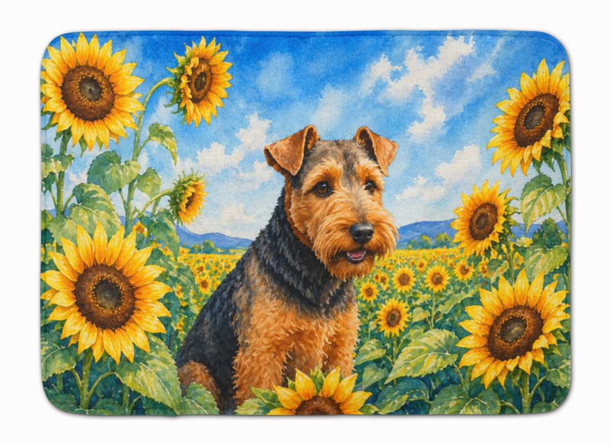 DAC6172RUG 19 x 27 in. Welsh Terrier in Sunflowers Memory Foam Kitchen Mat